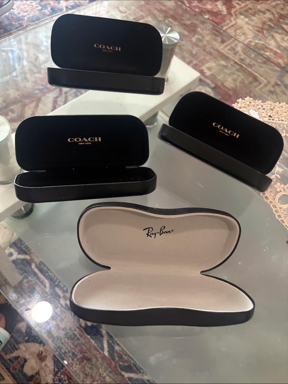 Ray Ban Sunglass Hard Case Lot 3 Black Cases and 1 Coach Case